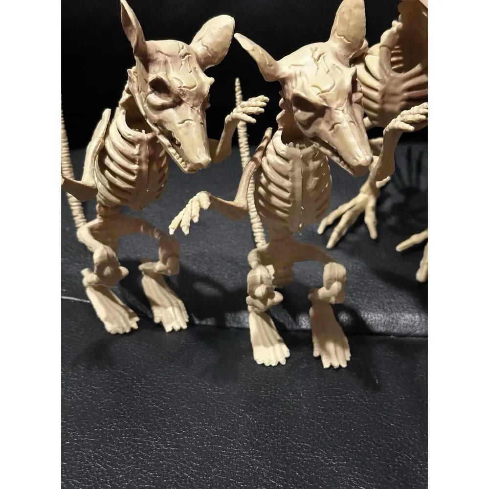Lot 5 Poseable Rat & Vulture Skeletons Halloween Creepy Haunted House Decor Prop